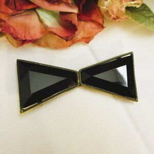 ANTIQUE Belt Buckle Czechoslovakia Black Glass ~ Art Deco GABLONZ Czech Buckle